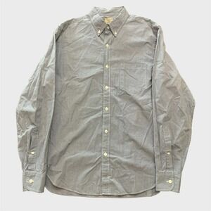 J‎ Crew Men's Medium Button Down Shirt Blue White Gingham Cotton 2-Ply Classic